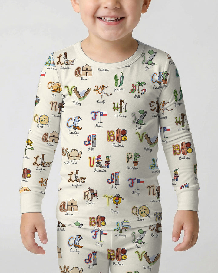 Texas Alphabet Bamboo Two Piece Long Sleeve Pajama Set