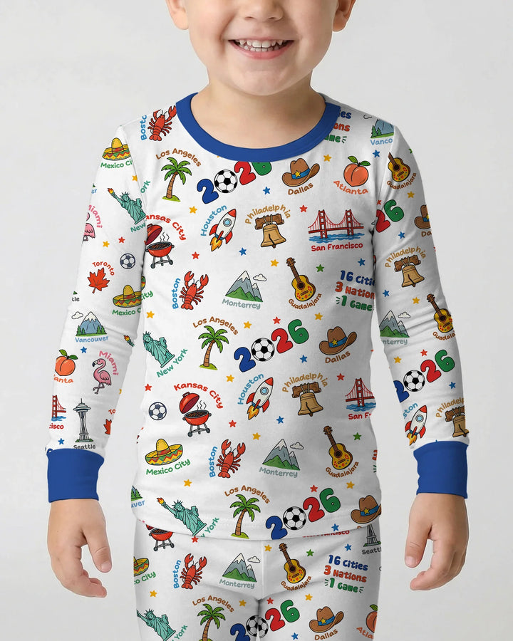 Zweiteiliges Langarm-Pyjama-Set mit Sommerfrüchten
