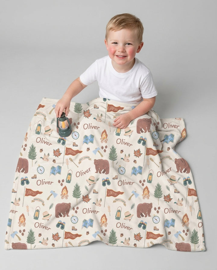 Custom Name Adventure Outdoors Bamboo Blanket