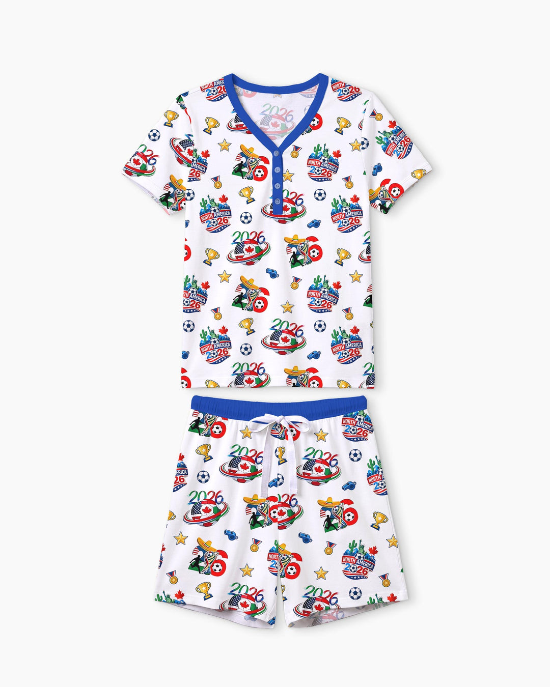 World Soccer North America 2026 Family Matching Bamboo Women Short Sleeve Short Pajama Set