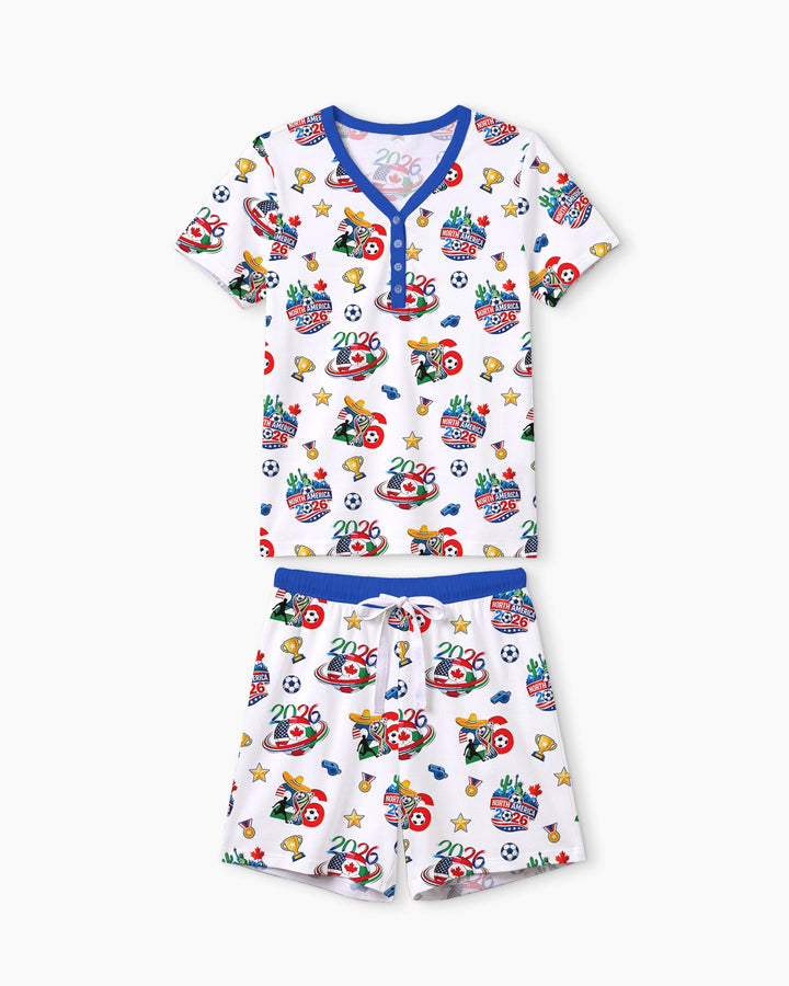 World Soccer North America 2026 Family Matching Bamboo Women Short Sleeve Short Pajama Set