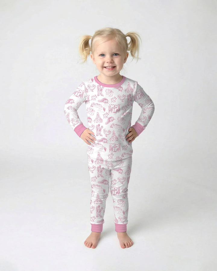 Zweiteiliges Langarm-Pyjama-Set mit Sommerfrüchten