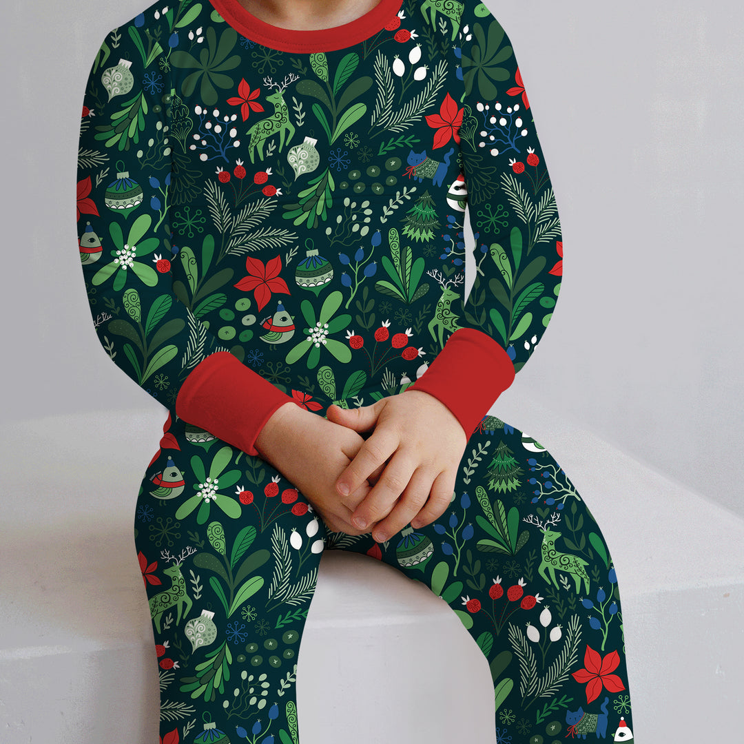 Zweiteiliges Langarm-Pyjama-Set mit Sommerfrüchten
