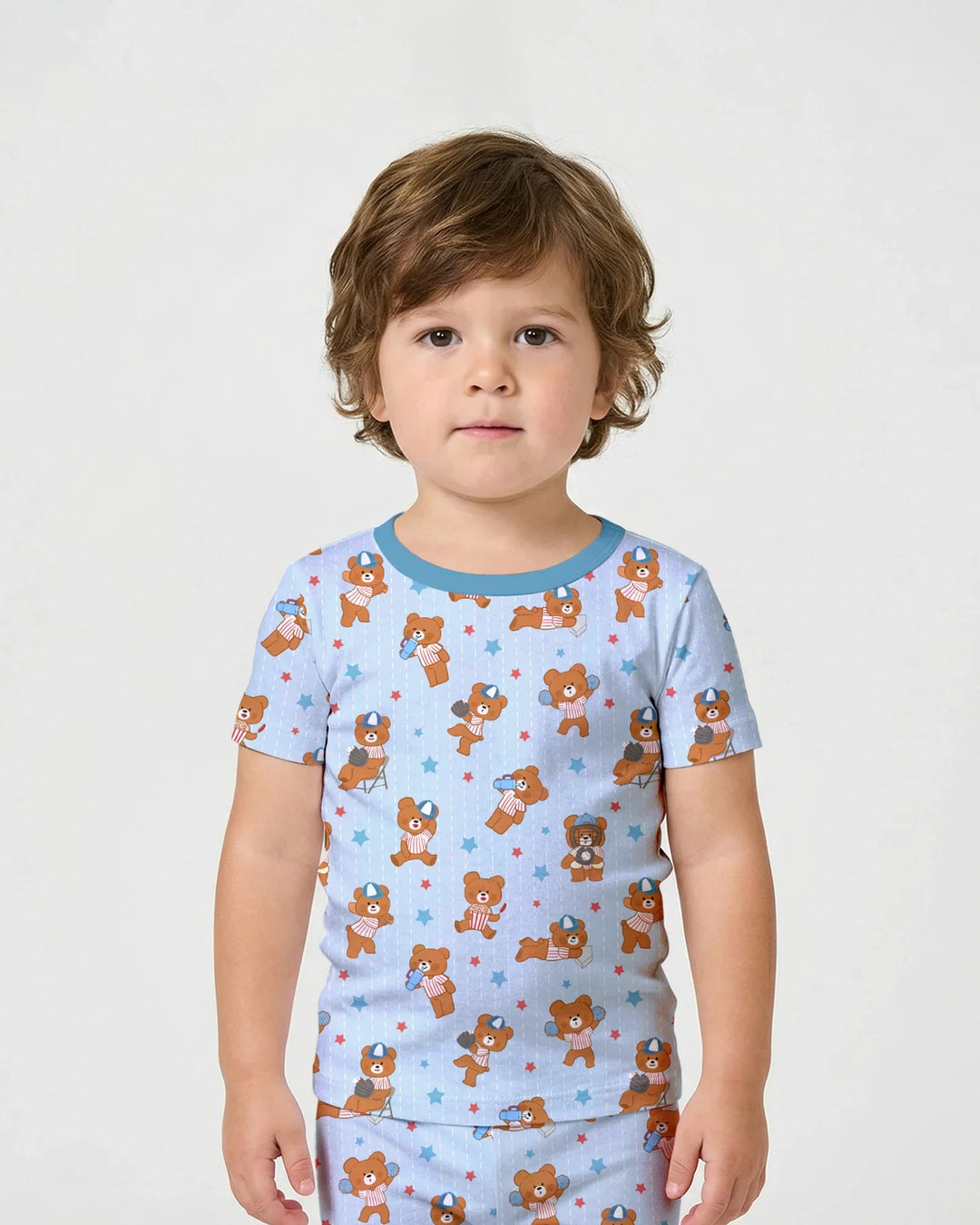 Born To Play Baseball Bamboo Two Piece Short Sleeve Shorts Pajama Set