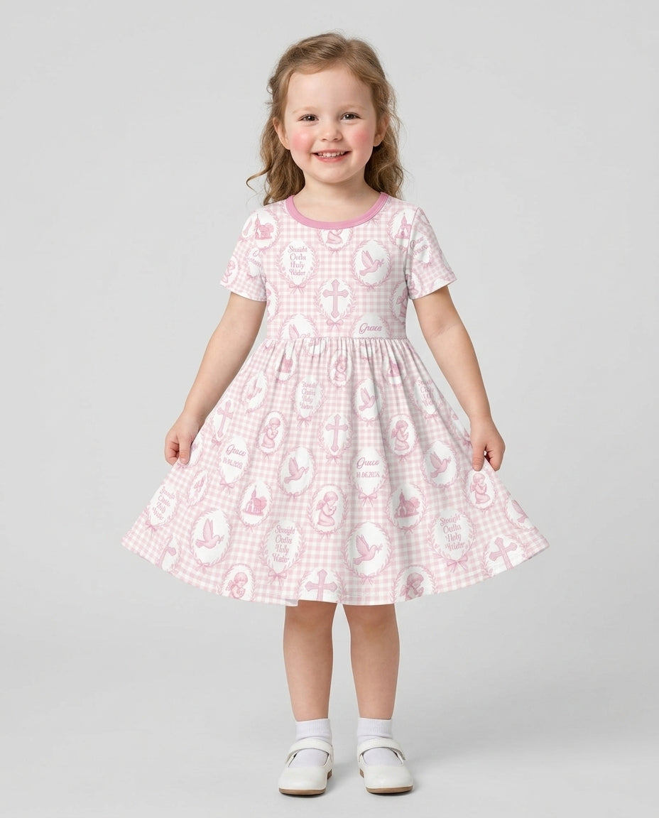 Custom Name Baptism Straight Outta Holy Water Bamboo Twirl Dress