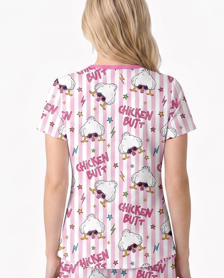 Guess What? Chicken Butt! Bamboo Women Short Sleeve Short Pajama Set