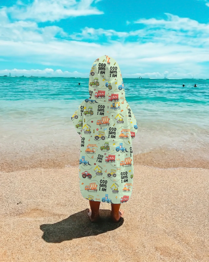 God Says I Am Boy Bamboo Swim Poncho