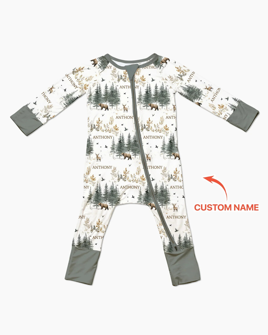 Custom Name Forest Bear Deer Bamboo Convertible Zippy