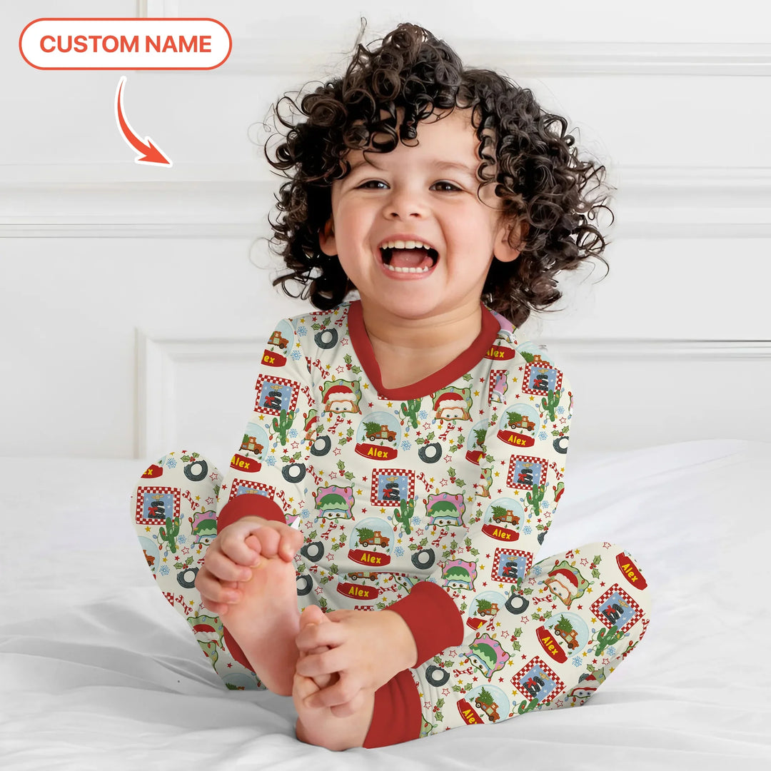 Zweiteiliges Langarm-Pyjama-Set mit Sommerfrüchten