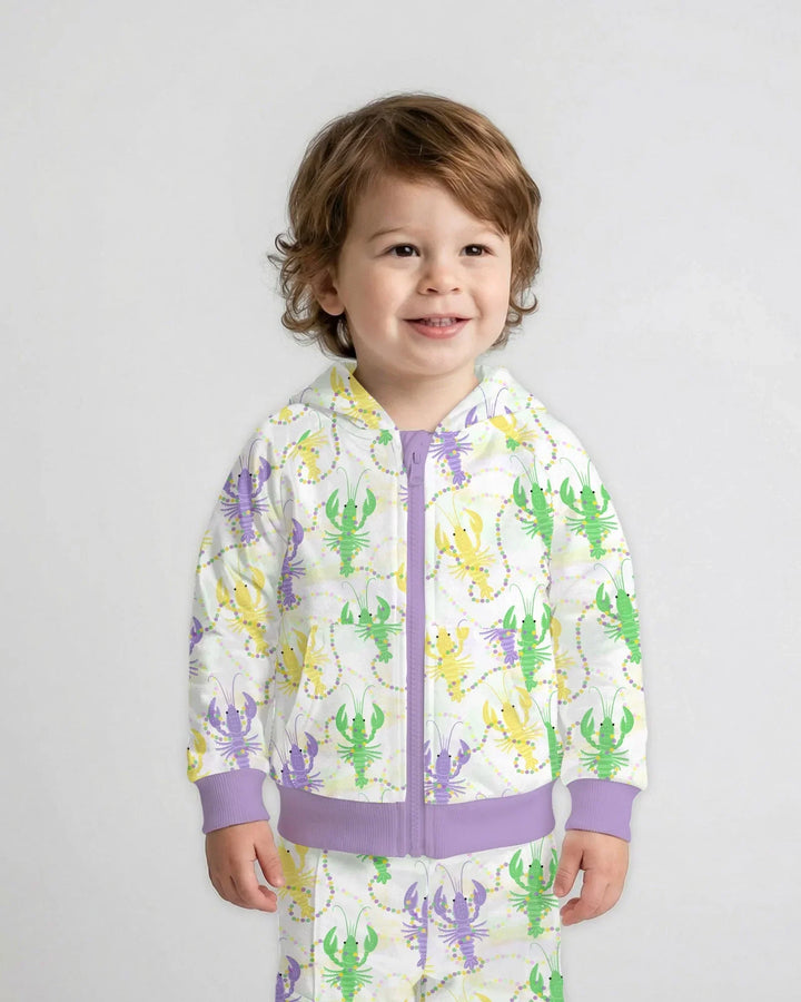 Mardi Gras Langusten Familie Partnerlook Bambus Reißverschluss-Hoodie