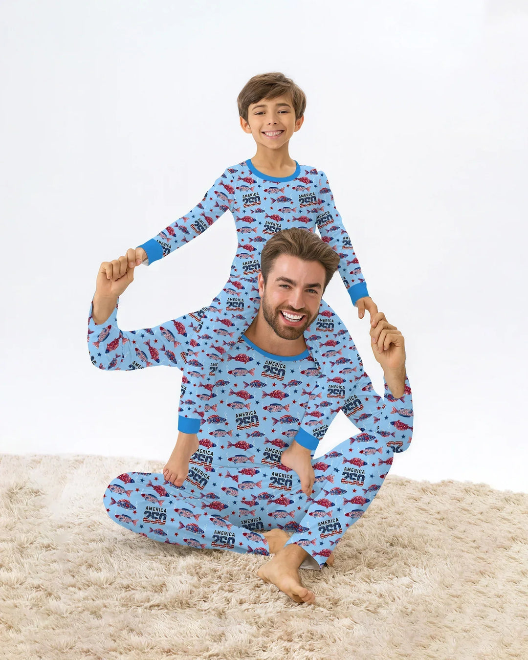 Stars and Stripes Fish Bamboo Men's Pajama Set