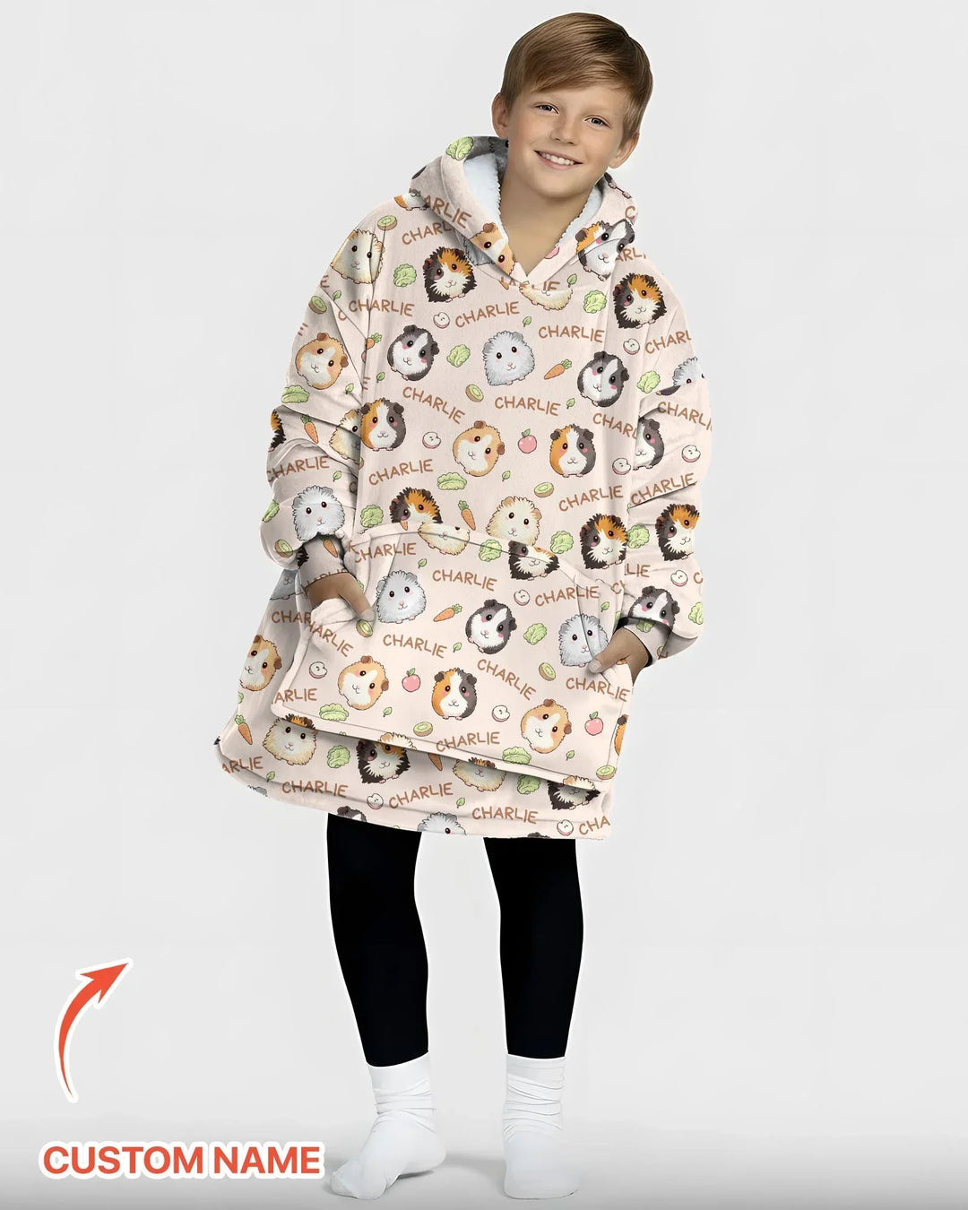 Custom Name Cute Guinea Pigs Blanket Hoodie