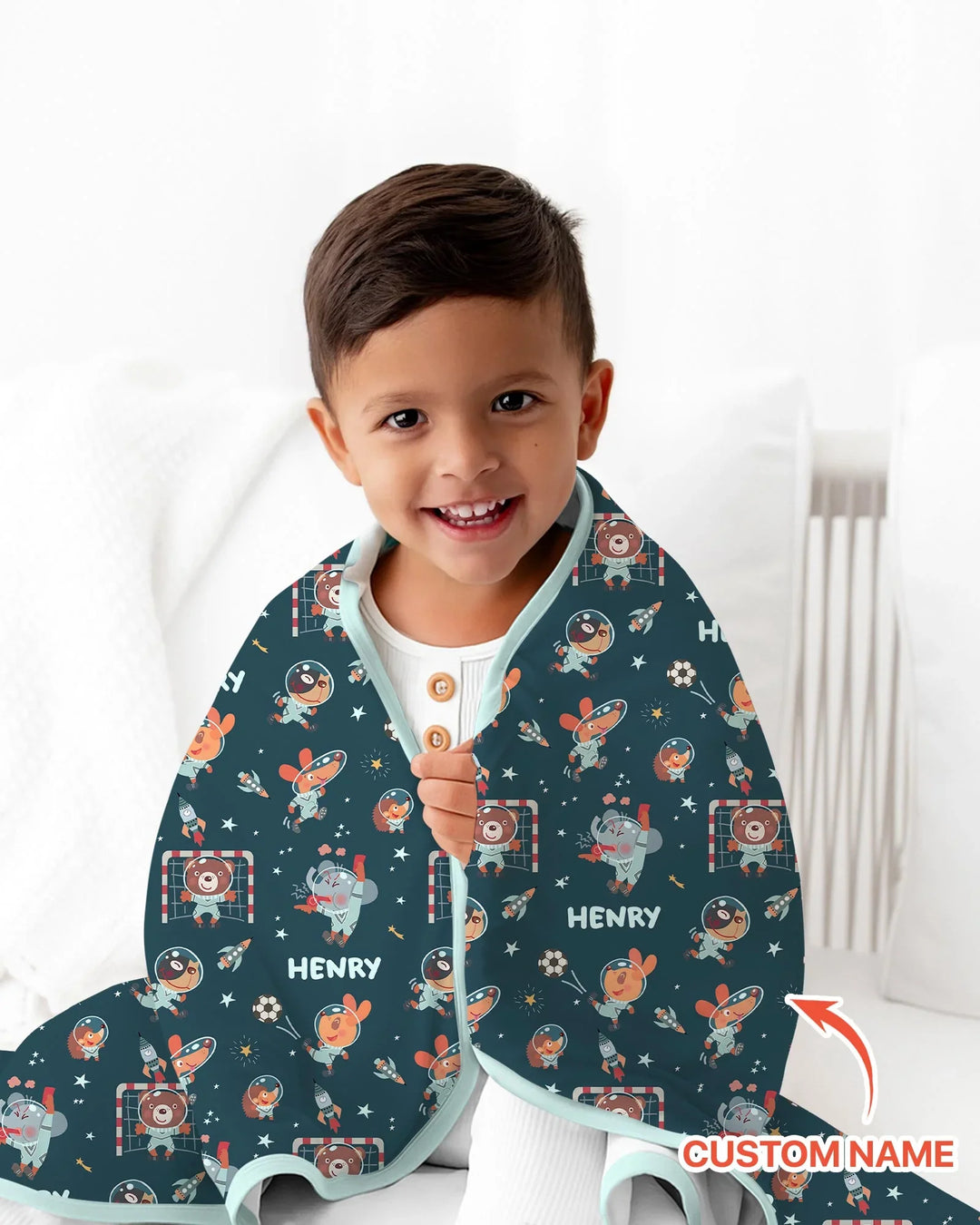 Space Soccer Bamboo Blanket