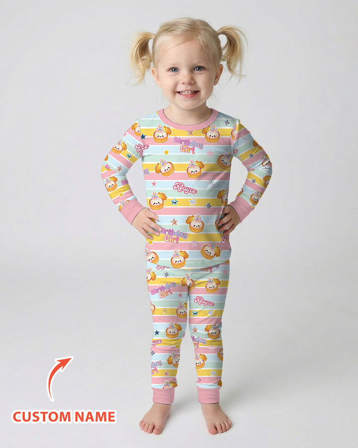 Zweiteiliges Langarm-Pyjama-Set mit Sommerfrüchten
