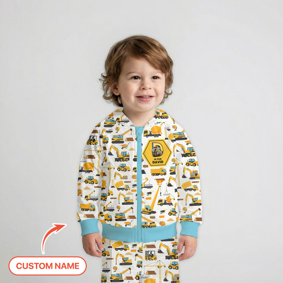 Custom Name Construction Initials Zip Hoodie