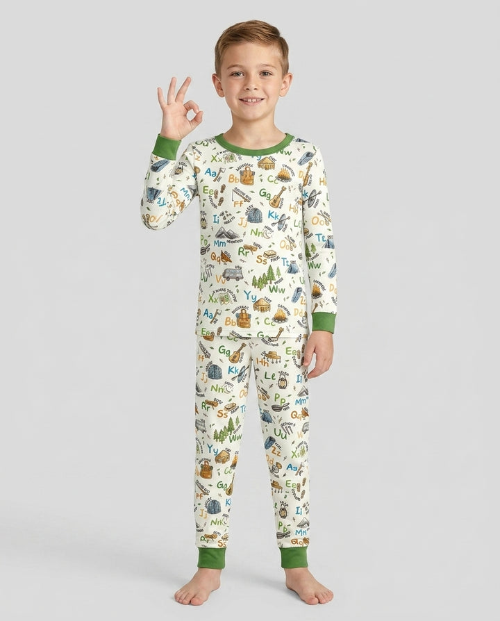 Zweiteiliges Langarm-Pyjama-Set mit Sommerfrüchten