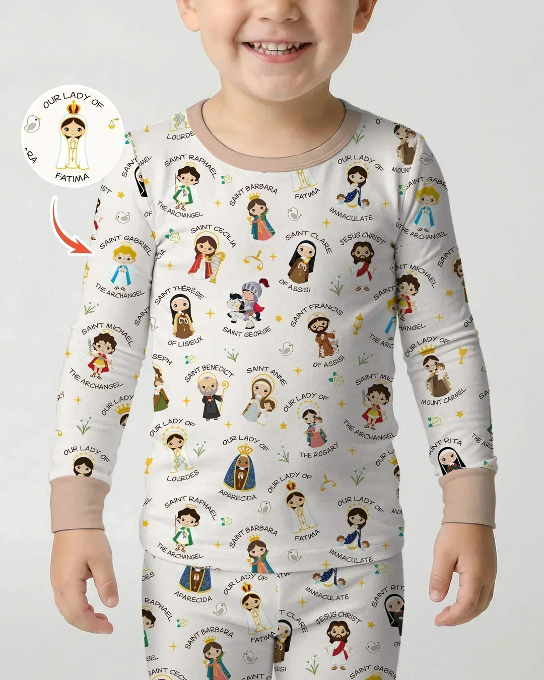 Pray For Us Family Matching Two Piece Long Sleeve Pajama Set