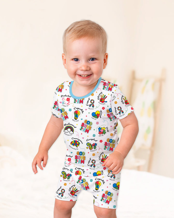 Template Zweiteiliges Pyjama-Set mit kurzen Ärmeln und Shorts