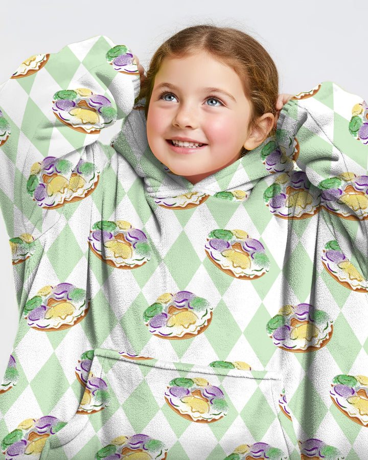 Mardi Gras Donut Wearable Blanket Hoodie