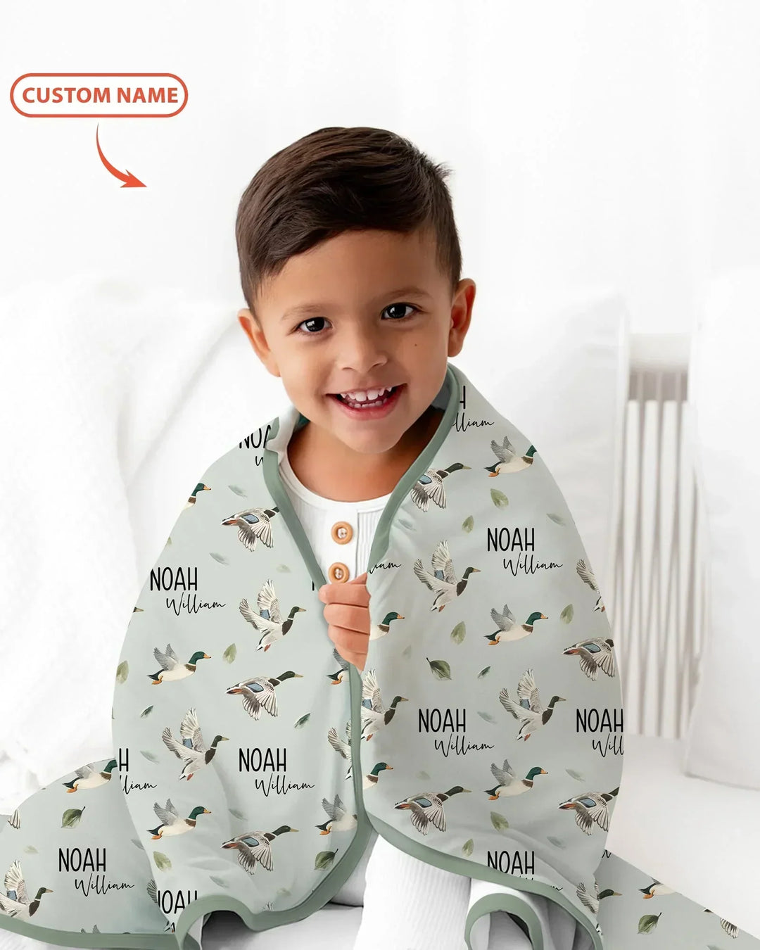 Custom Name Mallard Duck Bamboo Blanket