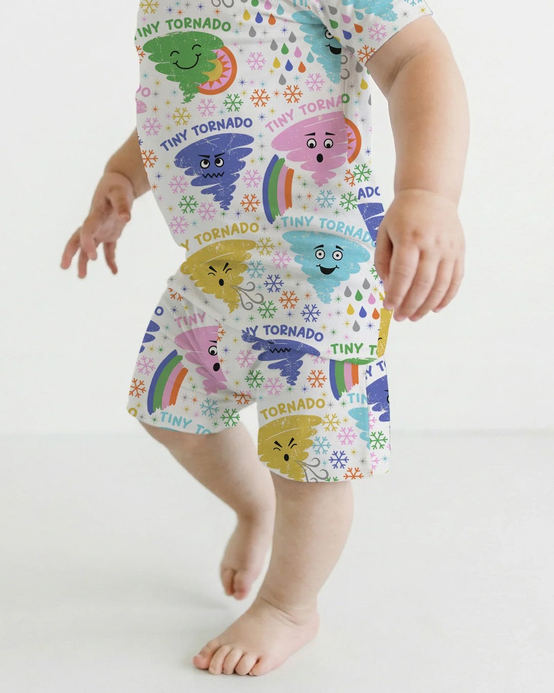 Tornado Family Matching Bamboo Two Piece Short Sleeve Shorts Pajama Set