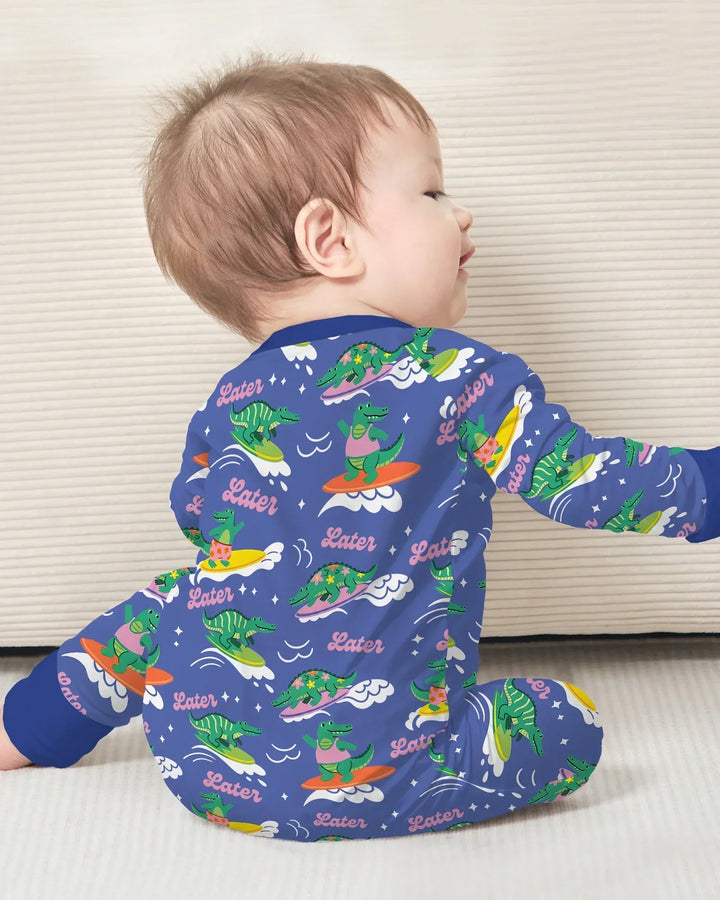 Zippy convertible de bambú con caimán bordado para verano