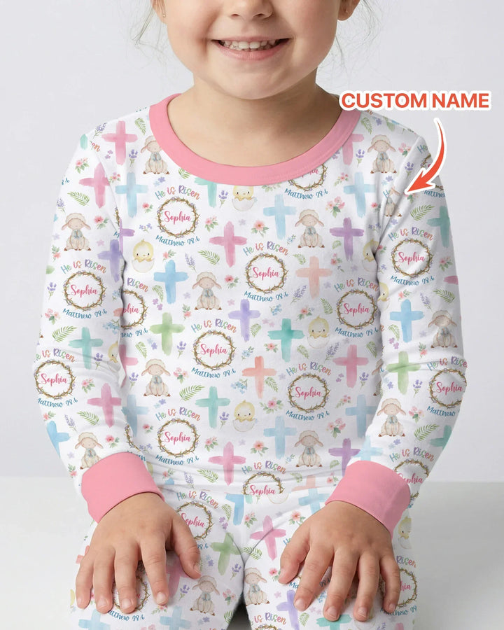 He Is Risen Personalized Template Two Piece Long Sleeve Pajama Set