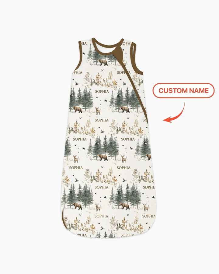 Custom Name Forest Bear Deer Bamboo Sleep Bag