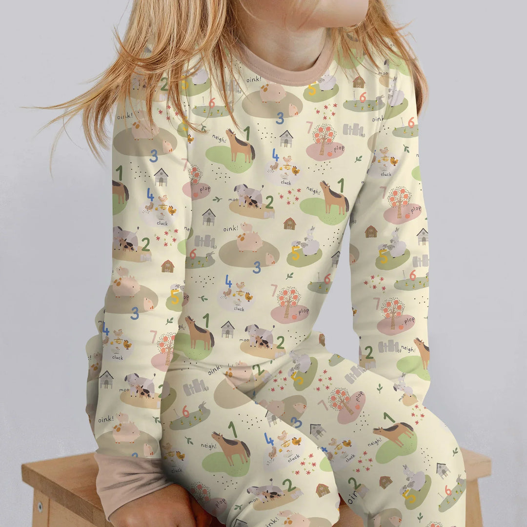 Farm Animal Counting Two Piece Long Sleeve Pajama Set