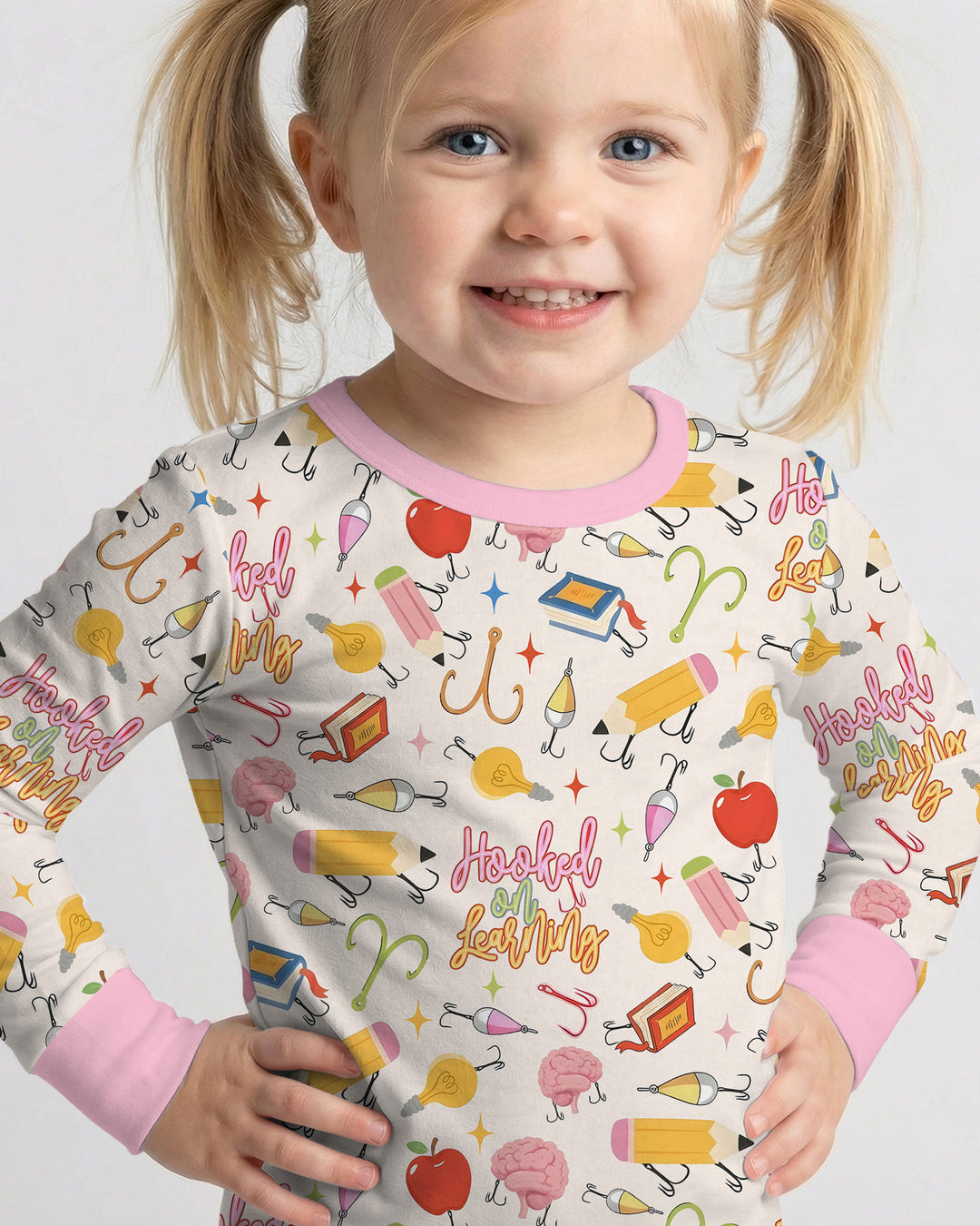 Hooked on Learning Bamboo Two Piece Long Sleeve Pajama Set