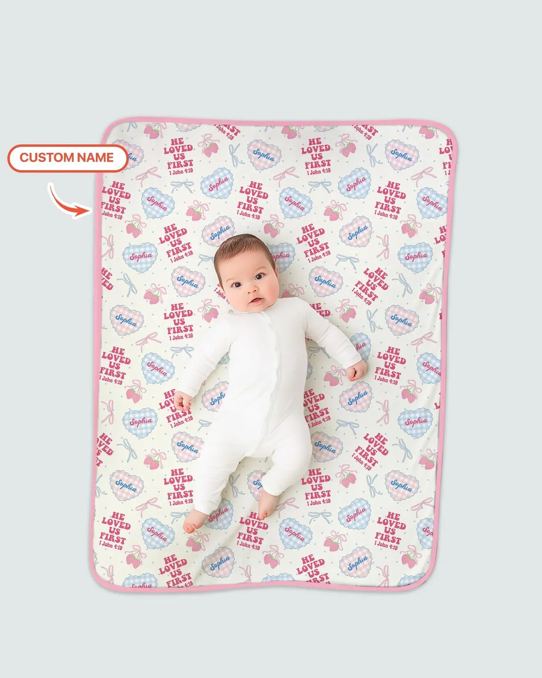 He Loved Us First Custom Name Bamboo Blanket