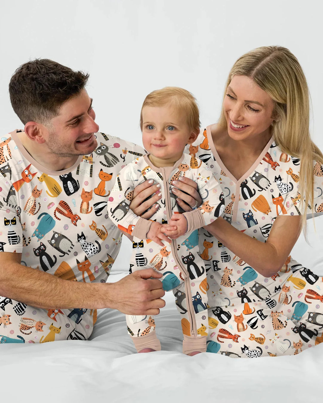 Goofy Mischief Cat Family Matching Bamboo Women Pajama Set
