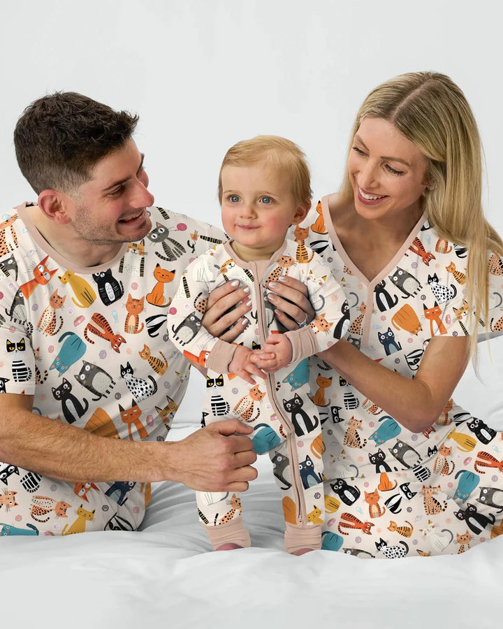 Goofy Mischief Cat Family Matching Bamboo Women Pajama Set