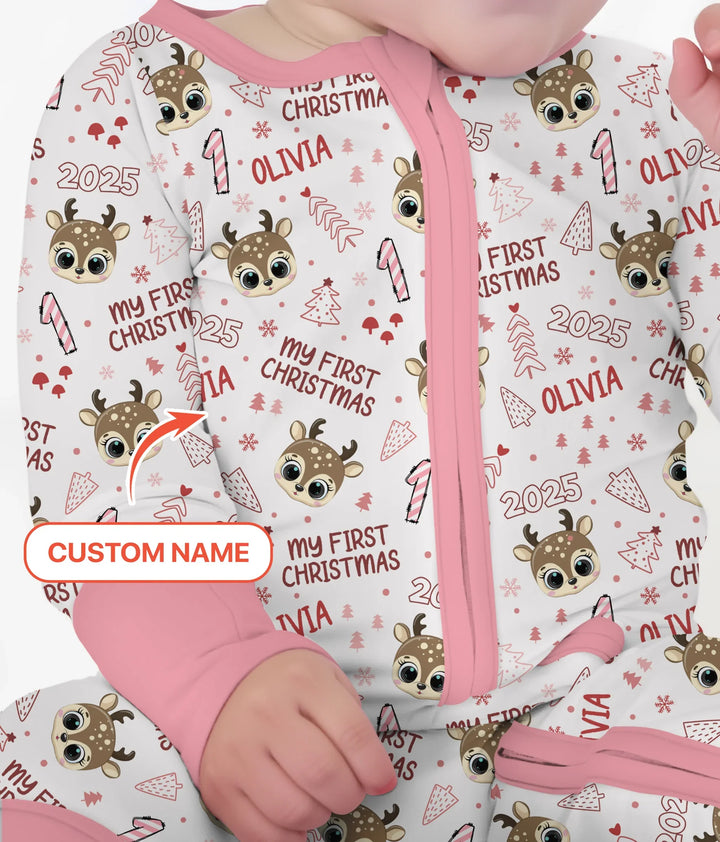 Custom Name Cute Reindeer My First Christmas Convertible Zippy
