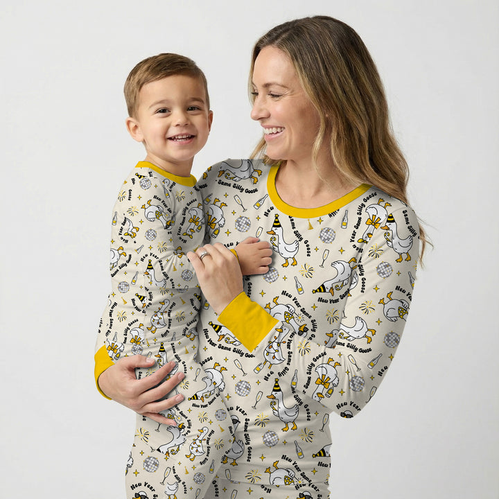 New Year Silly Goose Two Piece Long Sleeve Pajama Set