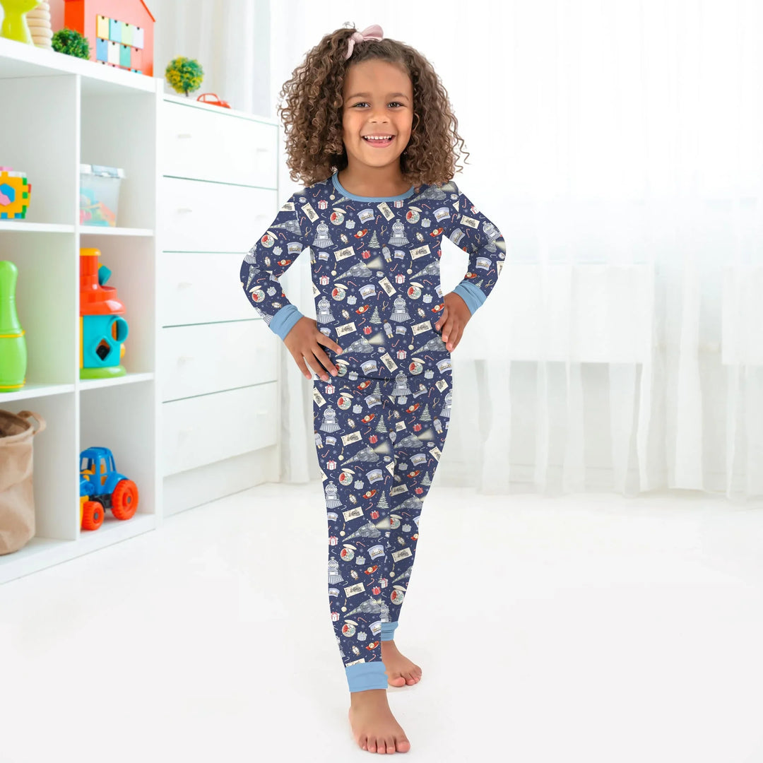 Christmas Train Two Piece Long Sleeve Pajama Set