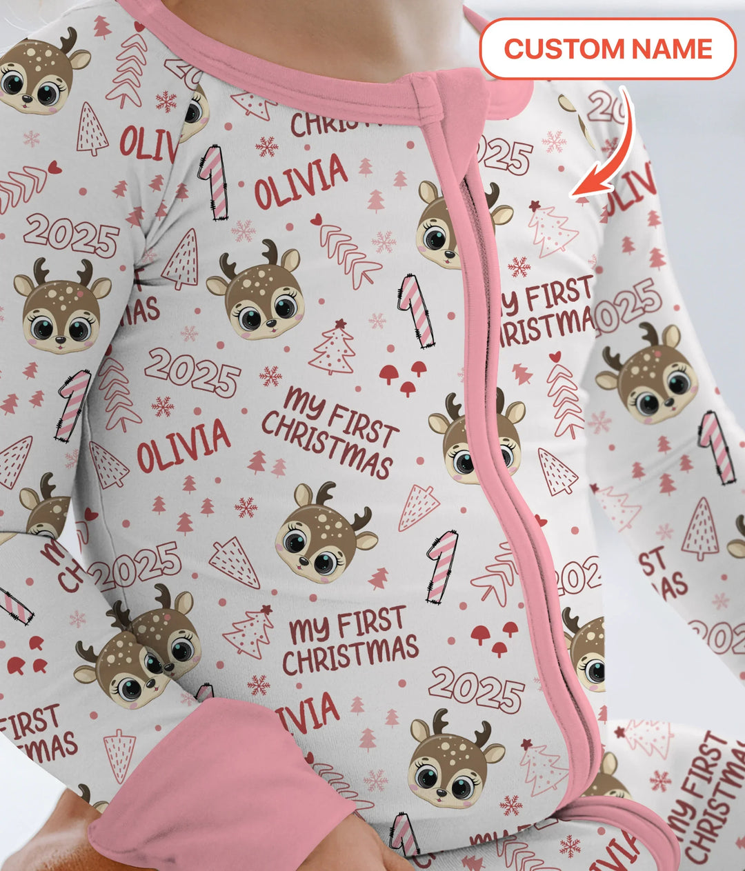 Custom Name Cute Reindeer My First Christmas Convertible Zippy