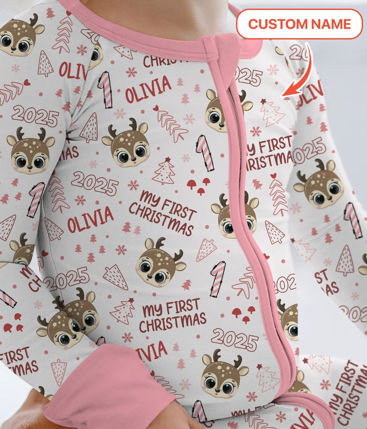 Custom Name Cute Reindeer My First Christmas Convertible Zippy
