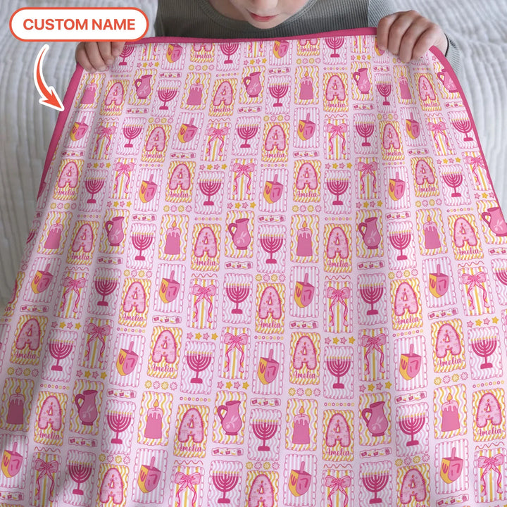 Custom Name Hanukkah Wonderland Toddler Blanket