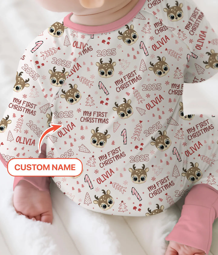Custom Name Cute Reindeer My First Christmas Convertible Zippy