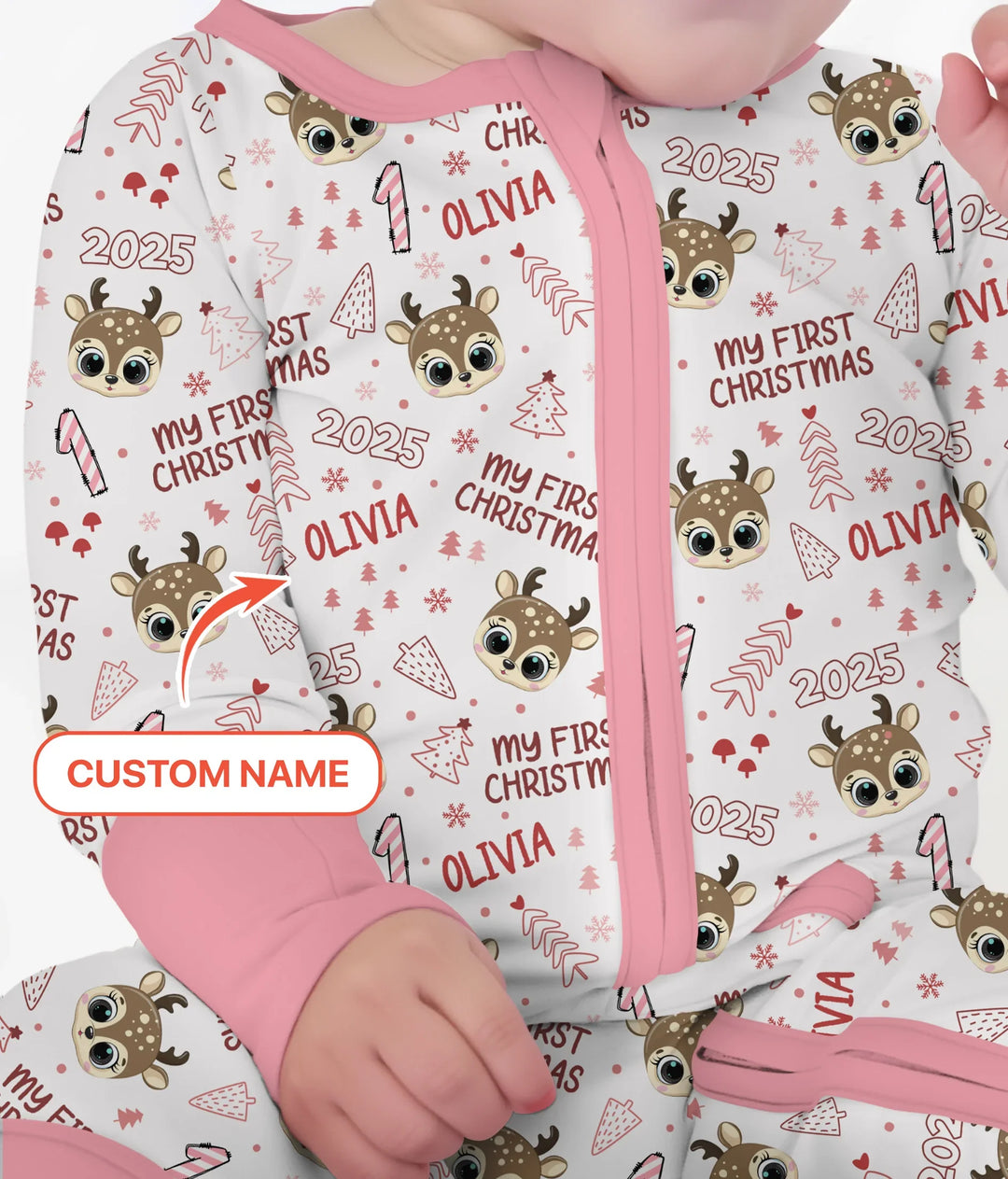 Custom Name Cute Reindeer My First Christmas Convertible Zippy