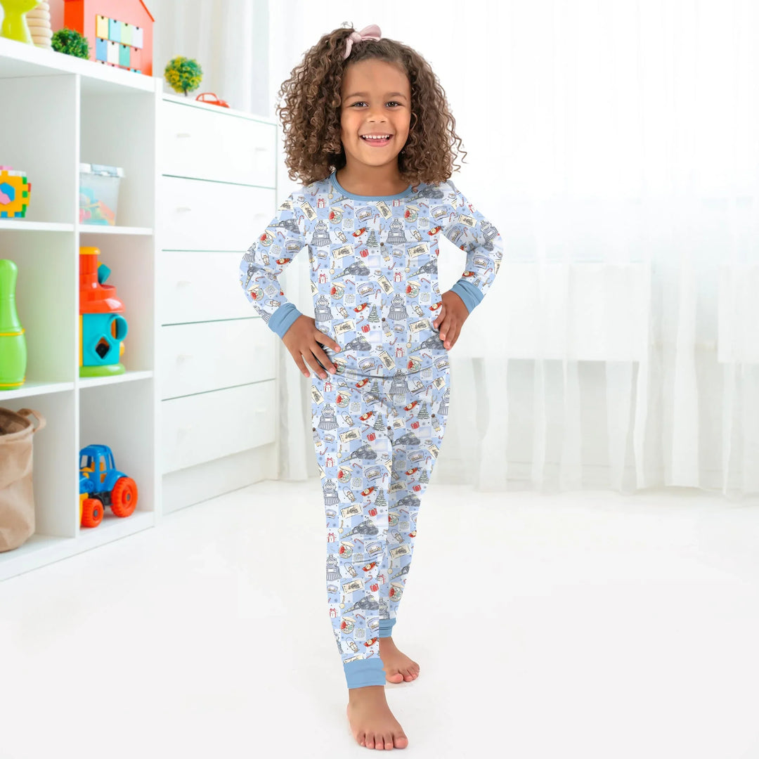 Christmas Train Two Piece Long Sleeve Pajama Set