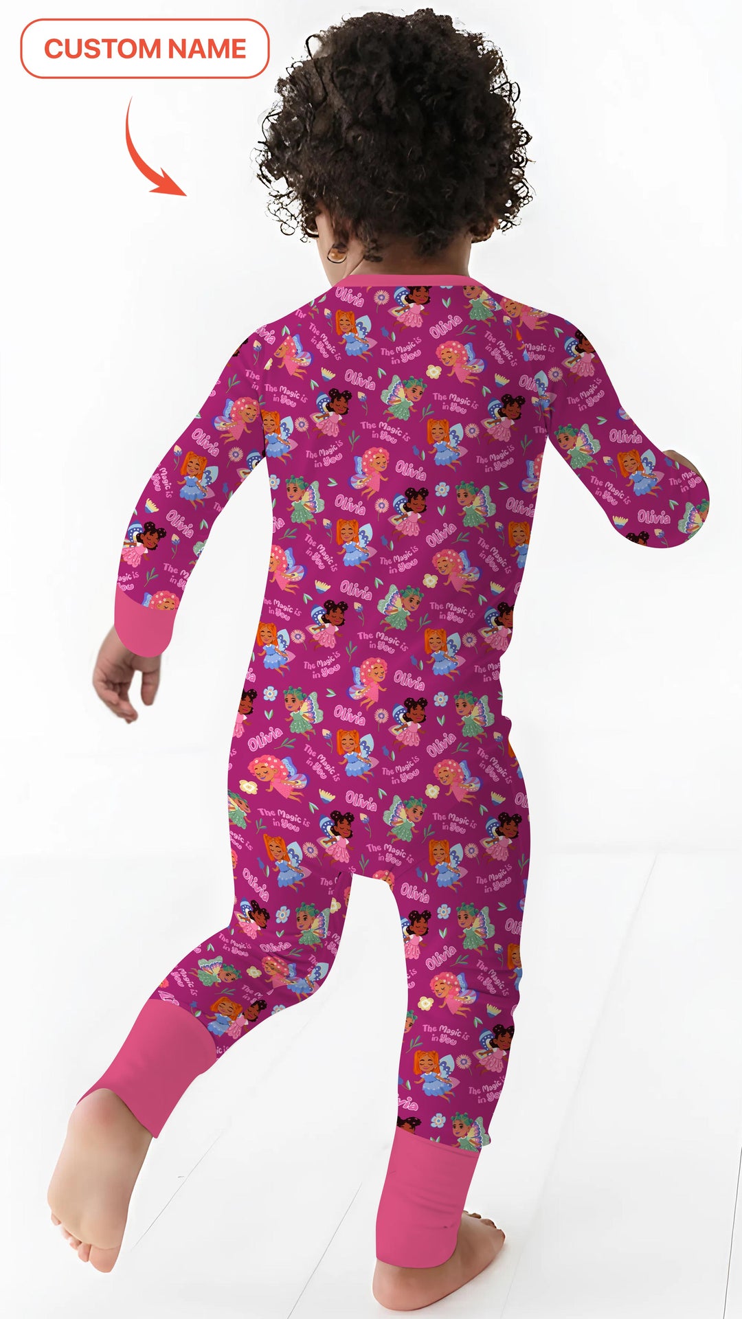 Custom Name Little Garden Fairy Two Piece Long Sleeve Pajama Set