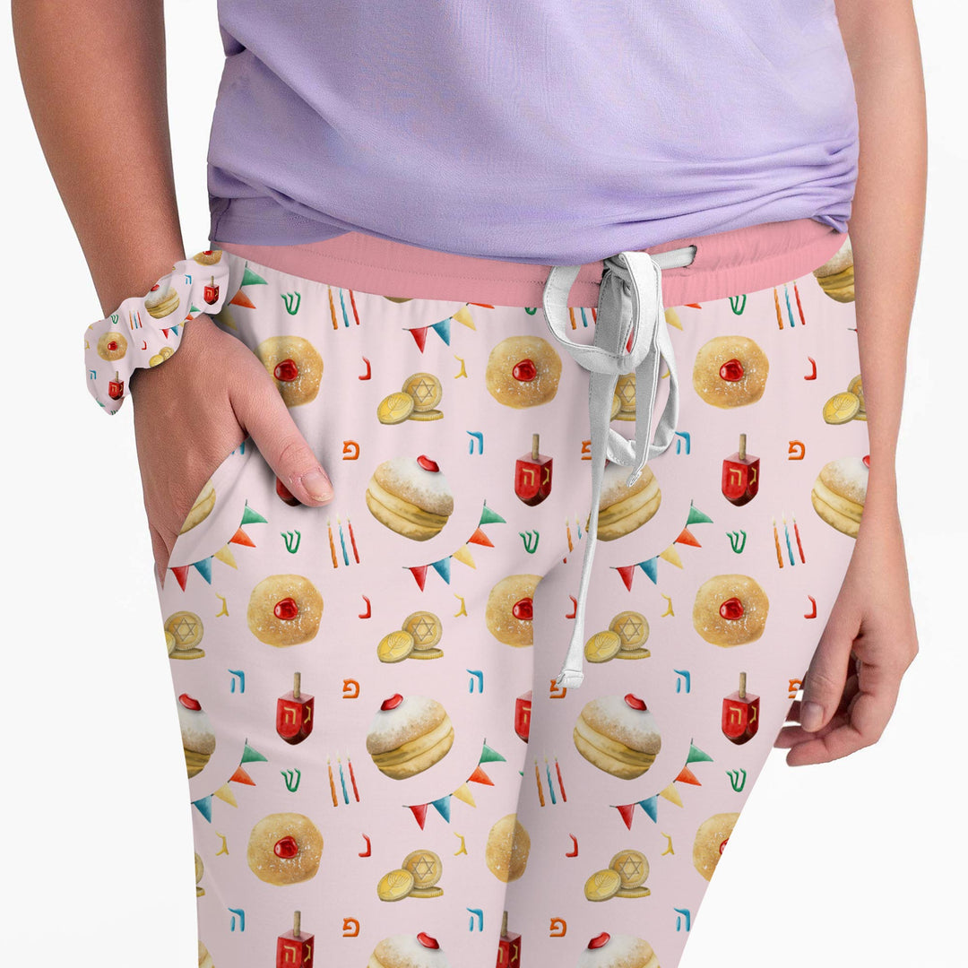 Hanukkah Donuts Women Pajama Set , Hanukkah Donuts Women Pajama Set - Only Shirt / S / Pink