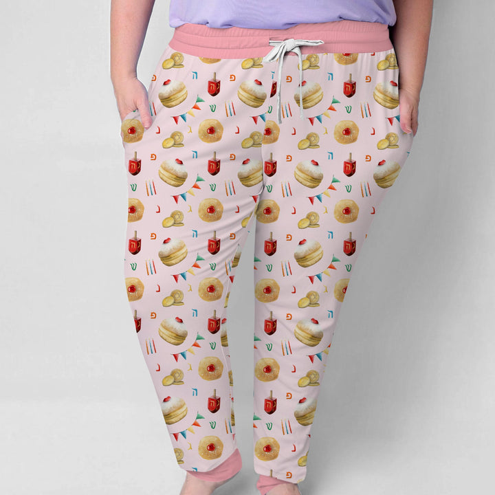 Hanukkah Donuts Women Pajama Set , Hanukkah Donuts Women Pajama Set - Only Shirt / S / Pink