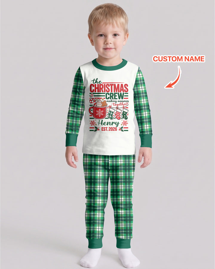 The Christmas Crew Custom Name Bamboo Two Piece Long Sleeve Pajama Set