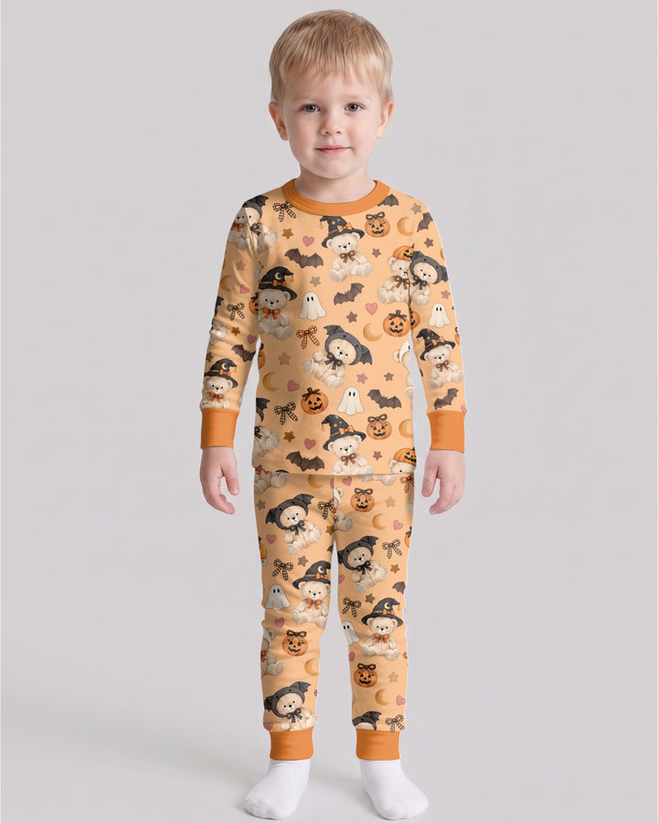 Cozy Coquette Teddy Bear Halloween Bamboo Two Piece Long Sleeve Pajama Set