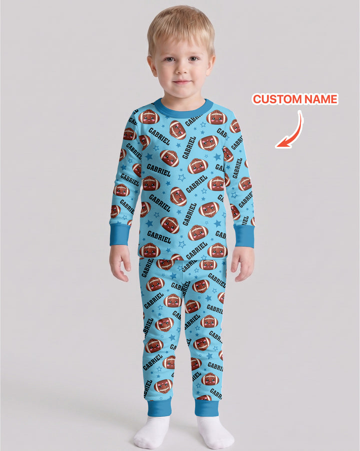 Personalized Sports Dumpling Custom Name Bamboo Two Piece Long Sleeve Pajama Set