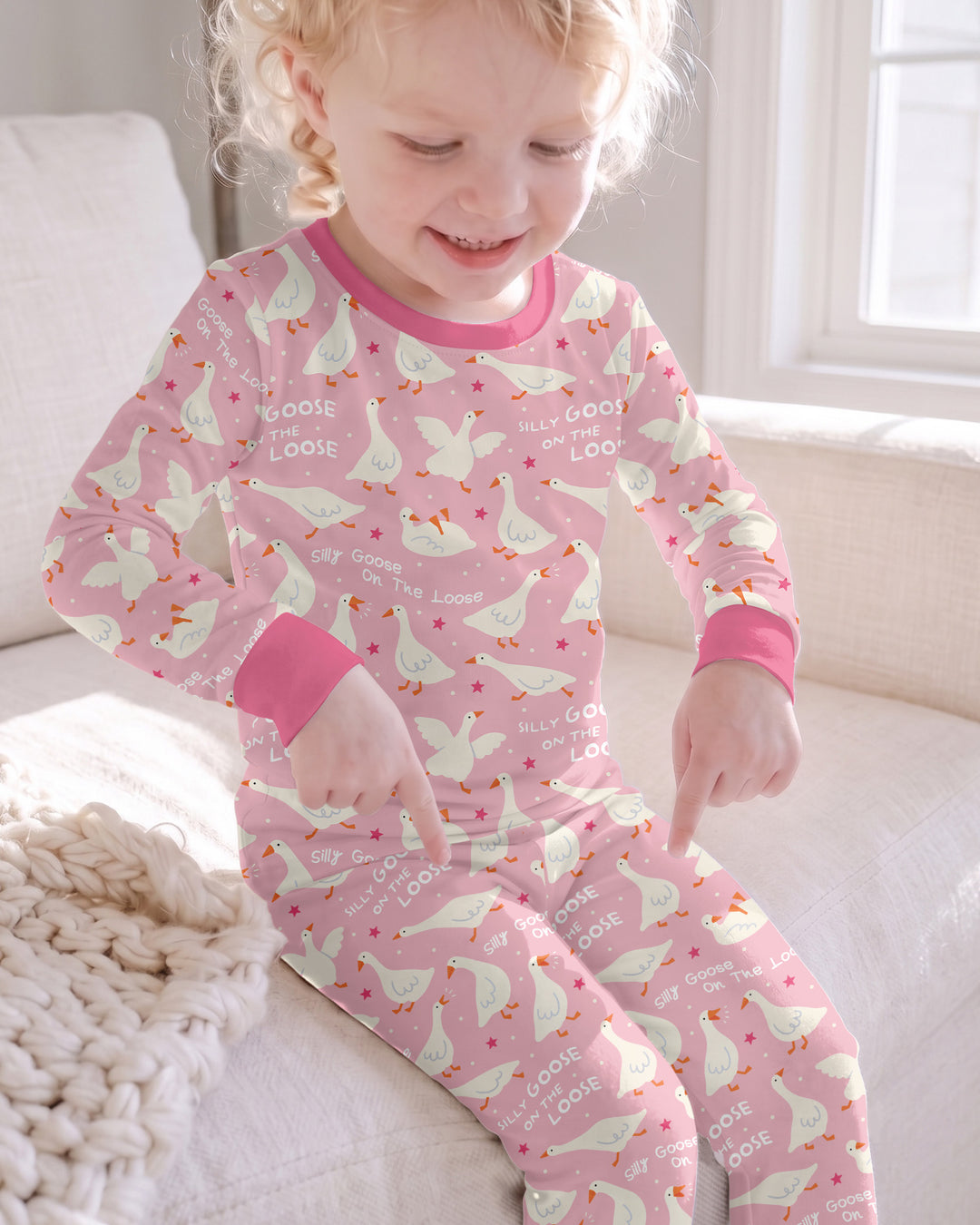Silly Goose On The Loose Bamboo Two Piece Long Sleeve Pajama Set