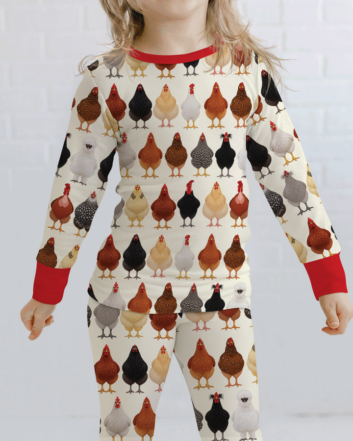 Cluckin' Cute Bamboo Two Piece Long Sleeve Pajama Set